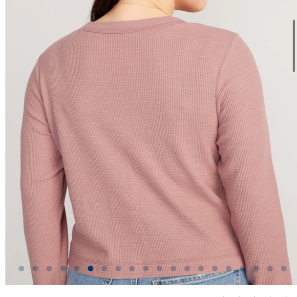 NWT OLD NAVY Cropped Waffle-Knit Scoop-Neck T-Shirt Color: Woodrose - Picture 5 of 6